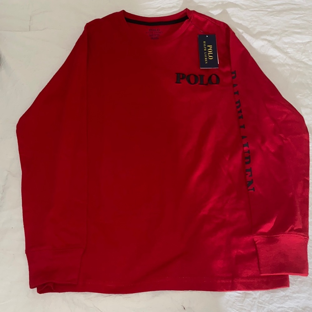 NWT Polo Boys Long Sleeves Red Shirt Size 10-12